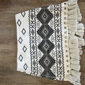 Embroidered Mini Skirt with Fringe